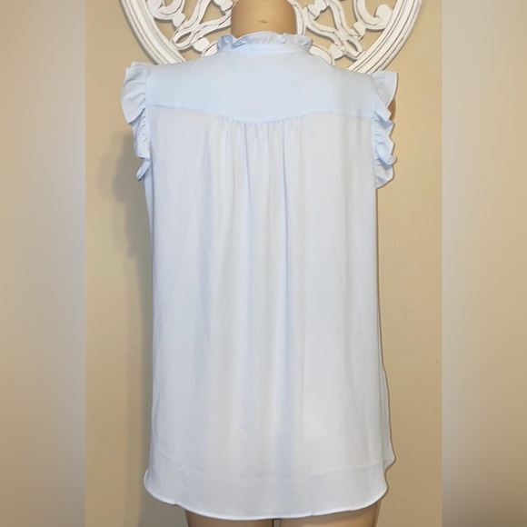 LOFT women’s large 12 14 blouse Soft Blue Ruffle Sleeve top business casual NWT - Picture 6 of 7
